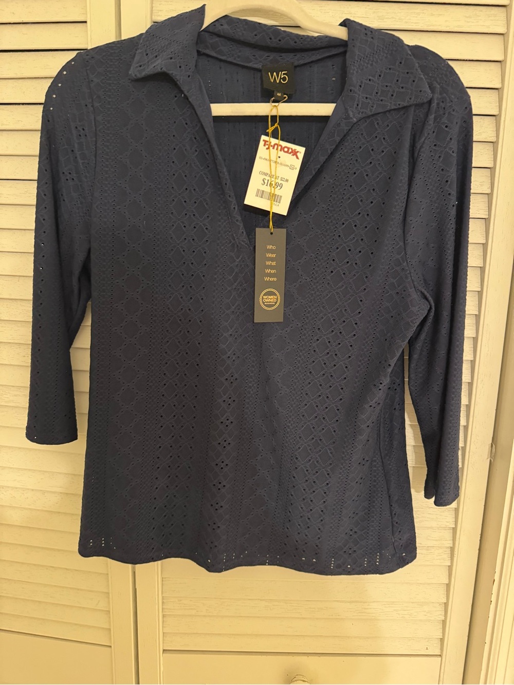 T.J.Maxx Navy Eyelet Collared Tunic